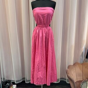 Linen Pink Strapless Dress